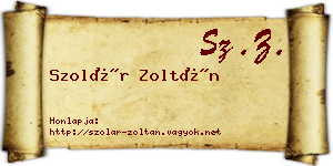 Szolár Zoltán névjegykártya